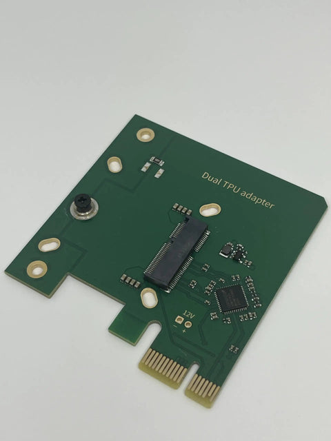 Top view of Compact Dual Edge Tpu Pcie X1 Low Profile Adapter With Coral Accelerator Support For Machine Learning Ai Projects.