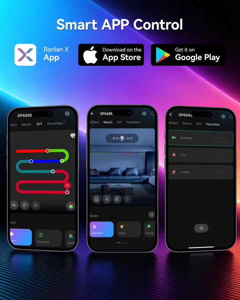 Smart APP control interface for Galental RGB+IC Slat Wall Lights, Led Recessed Lighting, DIY Lights, showcasing color options.