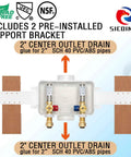 Washing Machine Outlet Box With Water Hammer Arrestor And 1/4 Turn Ball Valves, Easy Install, between support brackets