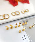 Hypoallergenic Titanium Earrings For Sensitive Ears With 14K Gold Plated Opal Ball CZ Heart Flat Back For Women And Men All Day Comfort And Everyday Wear Small Surgical Steel Flatback Stud Hoop Cartilage Earring Set Designed For Multiple Piercings gold hoops and stud earrings