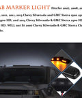 Smoked Lens Amber LED Cab Marker Lights 3Pc Set With 12 LEDs And Wiring Pack for 2007 to 2014 Chevy Silverado GMC Sierra Roof Top