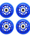 4 Pieces Inline Skate Wheels 70mm with Pre Installed Bearings Blue Durable PU Wear Resistant Replacement for Beginner