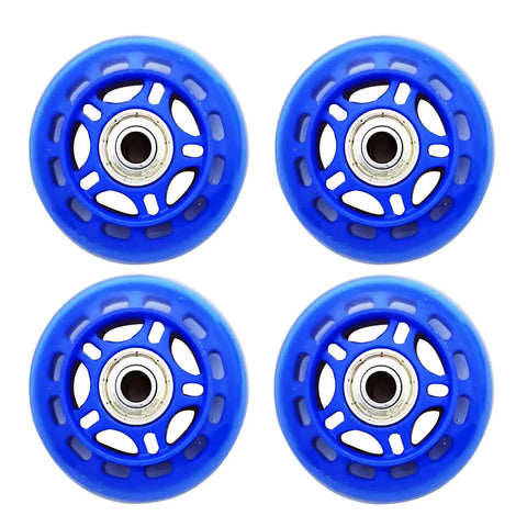 4 Pieces Inline Skate Wheels 70mm with Pre Installed Bearings Blue Durable PU Wear Resistant Replacement for Beginner