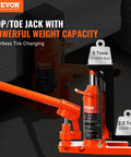 VEVOR hydraulic jack, orange, toe and top lift, 2.5-ton toe and 5-ton top capacity