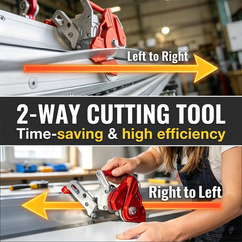 Bidirectional Cut Off Tool For Quick Left Or Right Cuts Heavy Duty Pro Grade Cutter That Slashes Through Materials Fast A Real Workhorse Compatible With Van Mark And Tapco Brakes Ideal For Roofing Siding Metal Tile Work; 2-way metal cutter