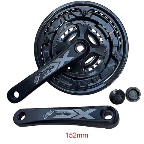 152mm Mountain Bike Crankset Triple Square Taper For 18 21 24 Speed Drivetrains Beefy Alloy 6061 Chainring Bash Guard