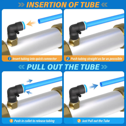 Installation and removal of Blue 10mm Outer Diameter Pneumatic Tubing Pipe 6.5mm Inner PU Polyurethane Air Hose for compressors.