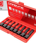 Heavy Duty CrMo Impact Socket Set With 8 Piece XZN Triple Square Bits For European Vehicles, 12 Point, red case display