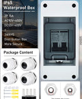 Heavy Duty AC DC Miniature Circuit Breaker IP65 DIN Rail Box 15 Amp Dual Pole Solar Disconnect Switch For RV Campers Non Polarized with clear snap cover.