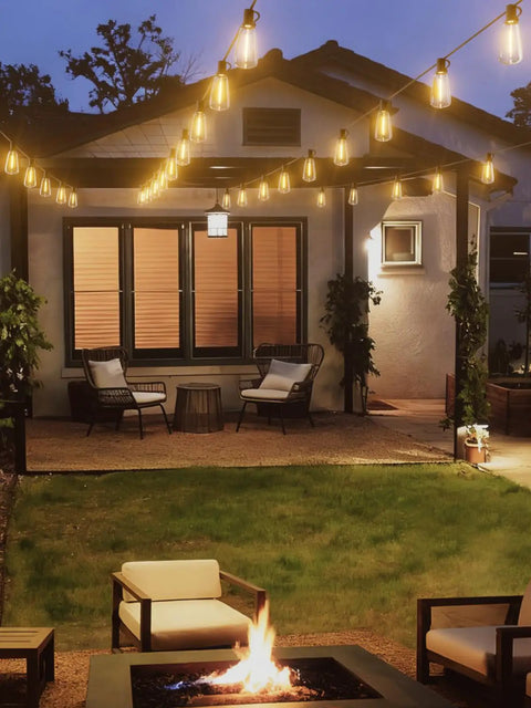 Outdoor String Lights 100 Ft Patio Lighting With 52 LED Edison Bulbs End To End Connectable Waterproof And Shatterproof