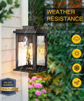 Outdoor Pendant Light Fixture for Porch and Front Door, Farmhouse Exterior Hanging Lantern with Aluminum Frame and Glass