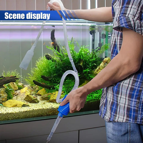 Person using No Sweat Portable Manual Siphon Pump With Long Hose For Gasoline Diesel And Water Transfer Heavy Duty Hand Crank Fuel Extractor Kit.
