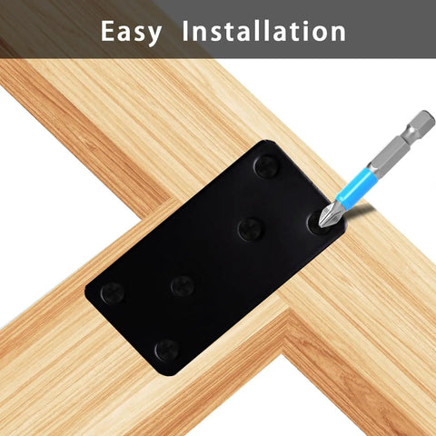 4 Pack Stainless Steel Mending Plates 3.94 Inch By 1.97 Inch With Holes Black Finish Flat Plates installed on wood joint