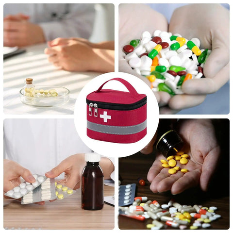 Multilayer Waterproof Medical Organizer Bag For Travel Lightweight Compact Healthcare Carry Pouch with various pills