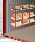 4 Pack 52 By 19 Inch Red Industrial Shelf Brackets Beefy Heavy Duty Support For Storage Racks, mounted inside a container