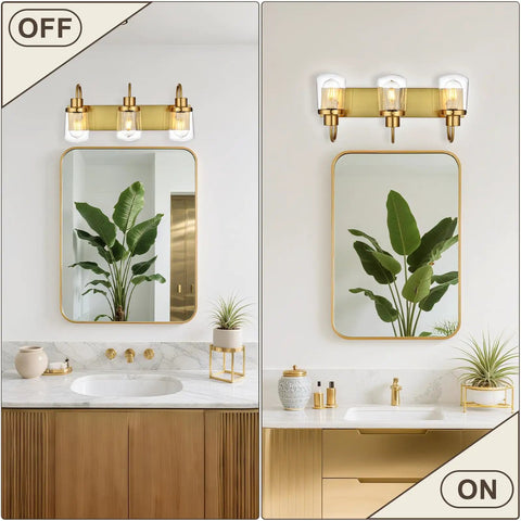 Three Light Matte Black Vanity Light Fixture With Clear Glass Shades For Bathroom Farmhouse Rustic Style Above Mirror Dope Look