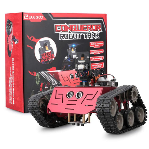 Conqueror Robot Tank Kit With UNO R3 Controller for Arduino STEM coding toy, stainless steel tank with FPV driving modes