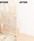Before and after comparison using Water Block Acrylic Masonry Waterproof Paint White One Gallon For Indoor And Outdoor Concrete Walls.