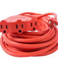 Heavy Duty Outdoor Triple Tap Extension Cord 50 Ft 14 AWG 15A 125V AC Weather Resistant Orange Molded Plug For Yard Workshop Camping And Powering All Your Outdoor Gear coiled