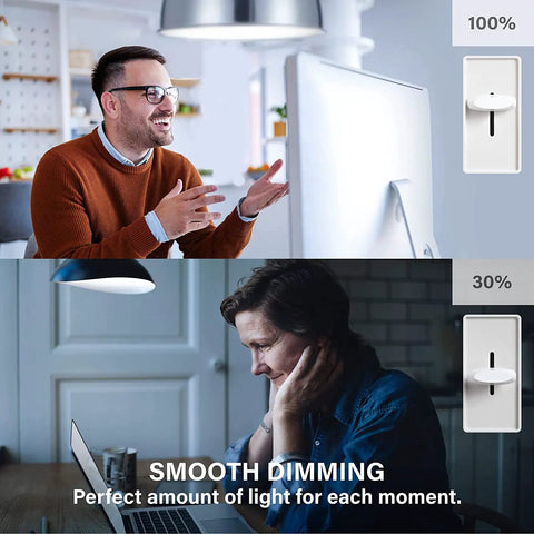 A19 LED Bulbs 75W Equivalent Dimmable 1100 Lumens 5000K Daylight in home office with smooth dimming from 100% to 30% settings.