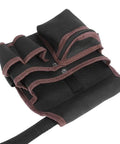 Top Shelf Electrician Tool Belt With Spacious Multi Pocket Waist Pouch rugged black fabric with reinforced edges for secure tool storage