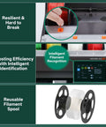 Silk PLA 4KG Bundle for 3D Printing with 1.75mm Filament, showing filament recognition and reusable spool