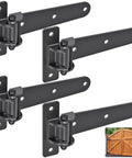 Heavy Duty Gate Hinges For Farm And Driveway Gates, 1000 Lb Capacity, Set Of 4, Reinforced Steel Strap Hinges To Stop Sag And Misalignment, Built Tough For Wooden Fences, black steel
