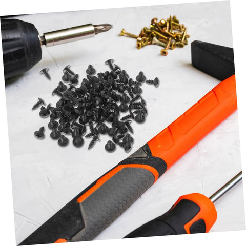 100 Piece Mini Machine Screws For Furniture Repair And DIY Projects Rock Solid Tiny Fasteners on workspace with tools.