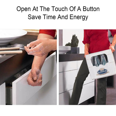 Kitchen drawer opening with heavy duty drawer slides 25kg load, 500mm length, showing smooth operation and easy installation.