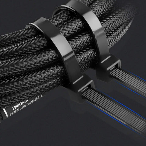 100 Pcs 8 Inch Heavy Duty Zip Ties 40 Lbs Tensile Strength Releasable And Reusable Nylon PA66 Self Lock Cable Ties securing cables