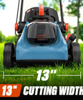 Cordless 20V 13 Inch Lawn Mower With 2 In 1 Mulching And Bagging Five Height Settings From 1 To Two And A Half Inches Powerful 3500 RPM Motor For Quick Yard Work Lightweight Electric Push Mower For Small To Medium Yards, 13-inch cutting width