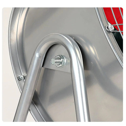 Close-up of Heavy Duty Industrial Floor Fan 24 Inch With Wheels High Speed Drum Blower steel housing and support structure.