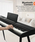 Playing Portable 88 Key Digital Piano With Stand Semi Weighted Keyboard Action And Triple Pedals Bluetooth Connectivity