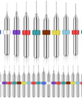 Front view of Lothee 30-piece tungsten carbide micro drill bit set with color-coded shanks (0.1–1.0 mm)