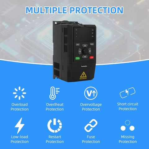 Image of a Three Kilowatt VFD Variable Frequency Drive Inverter Controller for pumps and motors with multiple protection features