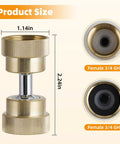 All Brass 360 Degree Swivel Garden Hose Adapter Dual Rotation Female To Female Connector With Extra Washers, Heavy Duty, Leak Proof, Weatherproof Hose Fitting For Outdoor Use, 1.14in x 2.24in brass size, 3/4 GHT