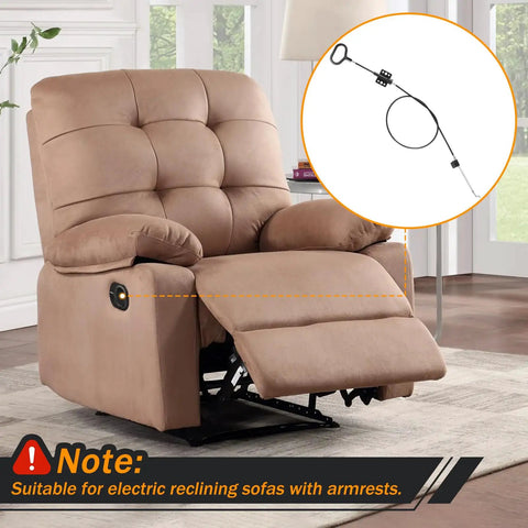 Get Your Sluggish Couch Back On Its Feet With This Two Pack Recliner Cable Replacement Set featuring beige plush recliner and pull cable.
