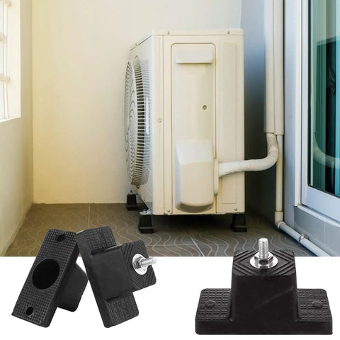 Heavy Duty Rubber Vibration Isolator Mounting Brackets With 12 Pack Anti Vibration Pads For Mini Split Hvac Condenser Units, shown with brackets and condenser.