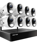 10 Channel Bluetooth Video Home Security System With 8 Plug In WiFi 2K HD Spotlight Cameras for Indoor and Outdoor Use
