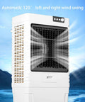 Portable Evaporative Swamp Cooler With Three Fan Speeds And 80 Liter Water Tank To Kick The Heat Fast Without Drilling Holes, showing wind swing feature.