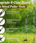 Stand Up Weed Puller Tool With 58 Inch Adjustable Handle 2 In 1 Tough As Nails Manual Weeder And Garden Hoe 4 Claw Steel Head