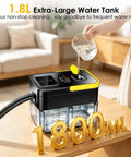 Huitine Portable Steam Cleaner With 1.9 Qt Tank showing 1.8L water tank being filled for deep cleaning tasks.
