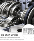 175 Piece Pro Grade External C Clip Snap Ring Assortment Kit in Black Steel with shafts and gears