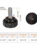 Heavy Duty Knurled Clamping Knobs 10 Pack Thumb Screws M6 X 16mm With Matte Black Plastic Heads 304 Stainless Steel Studs