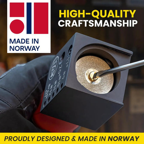 Pro Grade Tungsten Grinder V4 Rotary Tool For TIG Welding shown with diamond disc in Norway, highlighting high-quality craftsmanship.
