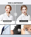 Comparison of wireless vs. mini lavalier clip-on microphones showing ease of use and lightweight design.