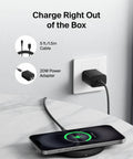 Fast Wireless Charging Pad 15W Qi Charger With Power Supply And Cable Included For Iphone 17 16 15 14 Series charging phone on desk