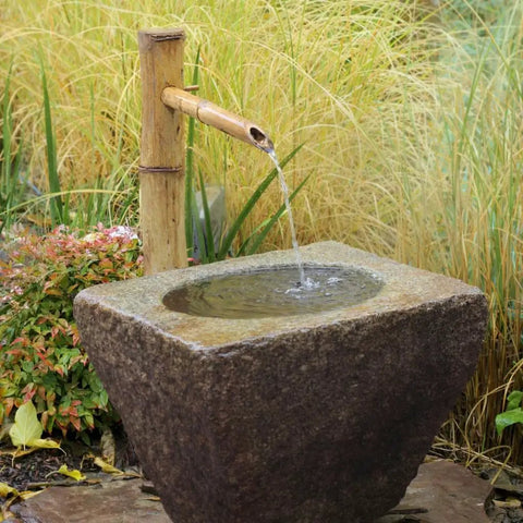 Epic 36 Inch Bamboo Fountain With Pump For In Ground Disappearing Water Features Outdoor Garden Waterfall For Ponds And Buried Basins