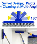 2 Pack Long Handle Grout Brush With 56.5 Inch Swivel V Shape Scrub Tool for Cleaning Tile Floors Bathroom Shower Baseboard