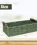 Handmade Paper Rope Storage Basket With Handle Green Wicker Bin For Countertop Or Toilet Tank Top Paper Storage Space Saver Organizing Small Spaces And A Super Cute Home Decor Gift Idea, size 14.5 x 6.6 x 3.74 inches